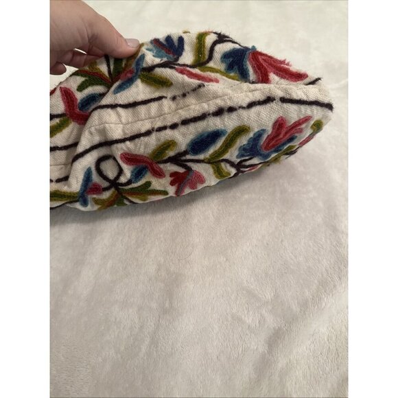Mitra Wool Embroidered Flowers Purse Shoulder Bag Boho Chic Nepal Sustainable - Picture 9 of 13